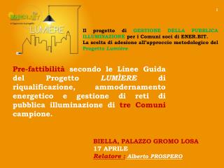 Il progetto di GESTIONE DELLA PUBBLICA ILLUMINAZIONE per i Comuni soci di ENER.BIT.