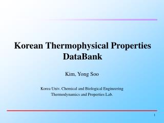 Korean Thermophysical Properties DataBank