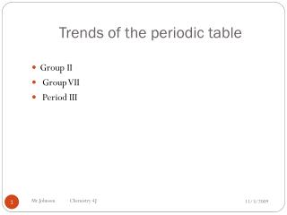 Trends of the periodic table
