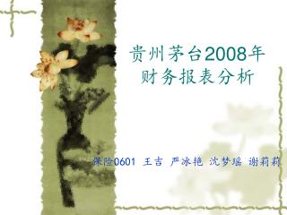 贵州茅台 2008 年财务报表分析