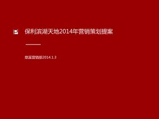 保利滨湖天地 2014 年营销策划提案