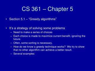 CS 361 – Chapter 5