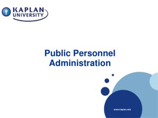 Public Personnel Administration