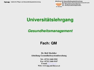 Universitätslehrgang Gesundheitsmanagement