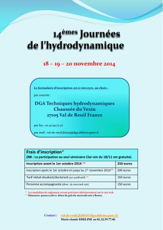 14 èmes Journées de l’hydrodynamique