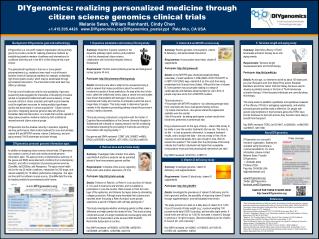 DIYgenomics: realizing personalized medicine through citizen science genomics clinical trials