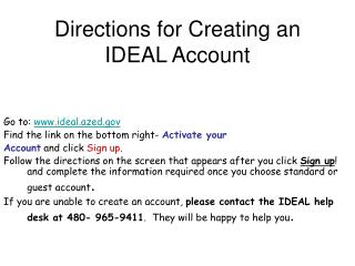 Directions for Creating an IDEAL Account