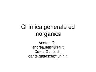 Chimica generale ed inorganica