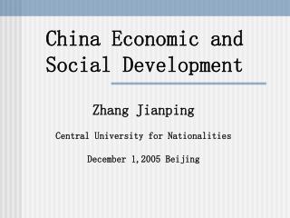 China Economic and Social Development