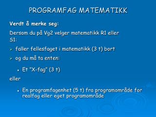 PROGRAMFAG MATEMATIKK