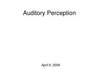 Auditory Perception