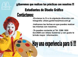 ¡¡¡Queremos que realices tus prácticas con nosotros !!!