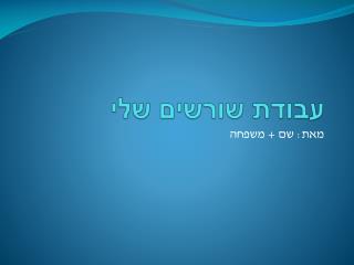 עבודת שורשים שלי