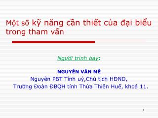 Một số kỹ năng cần thiết của đại biểu trong tham vấn