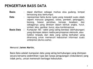 PENGERTIAN BASIS DATA