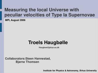 Measuring the local Universe with peculiar velocities of Type Ia Supernovae