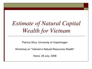 Estimate of Natural Capital Wealth for Vietnam