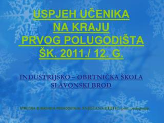 USPJEH UČENIKA NA KRAJU PRVOG POLUGODIŠTA ŠK. 2011./ 12. G. INDUSTRIJSKO – OBRTNIČKA ŠKOLA