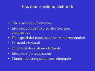 Elezioni e sistemi elettorali