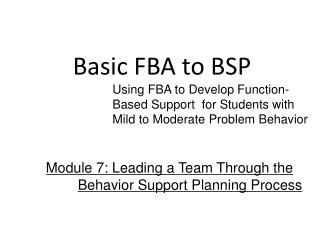 Basic FBA to BSP