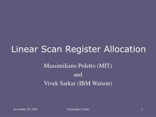 Linear Scan Register Allocation