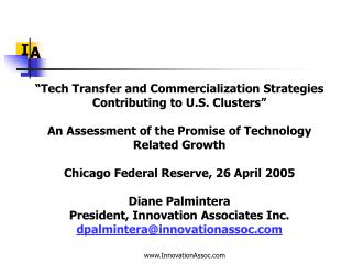 “Tech Transfer and Commercialization Strategies Contributing to U.S. Clusters”