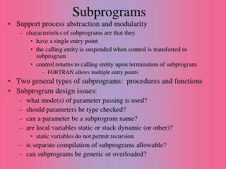 Subprograms