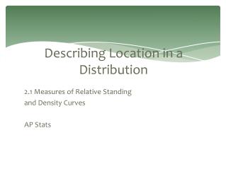 Describing Location in a Distribution