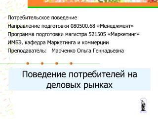 Поведение потребителей на деловых рынках