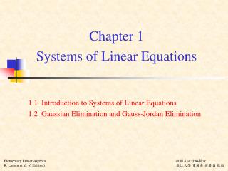 Chapter 1 Systems of Linear Equations