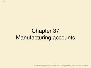 Chapter 37 Manufacturing accounts