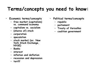 Terms/concepts you need to know: