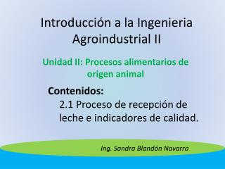 Introducción a la Ingenieria Agroindustrial II