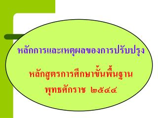 หลักการและเหตุผลของการปรับปรุง หลักสูตรการศึกษาขั้นพื้นฐาน พุทธศักราช ๒๕๔๔