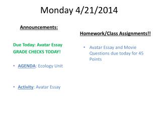 Monday 4/21/2014