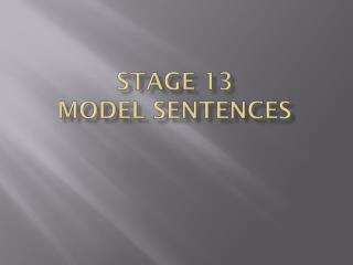 Stage 13 Model Sentences