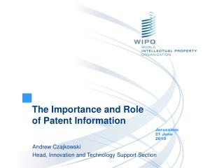 The Importance and Role of Patent Information