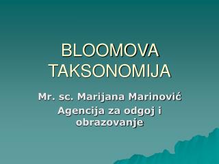 BLOOMOVA TAKSONOMIJA