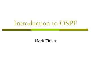 Introduction to OSPF