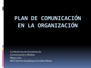 Plan de Comunicaci ón en la Organización