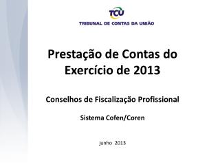 Prestação de Contas do Exercício de 2013 Conselhos de Fiscalização Profissional