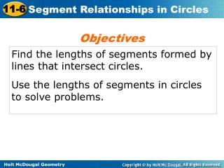 Find the lengths of segments formed by lines that intersect circles.
