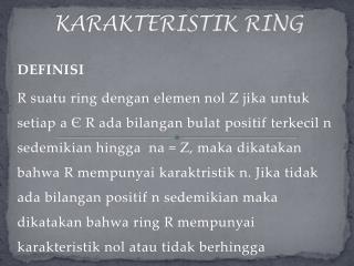 KARAKTERISTIK RING