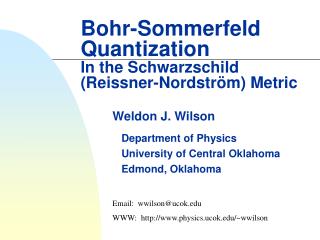 Bohr-Sommerfeld Quantization In the Schwarzschild (Reissner-Nordström) Metric