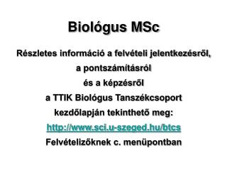 Biológus MSc
