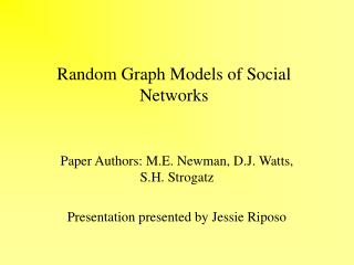 Random Graph Models of Social Networks