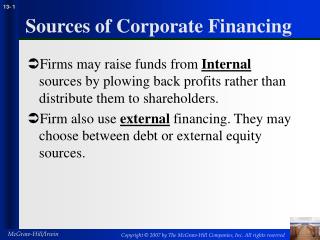 Sources of Corporate Financing