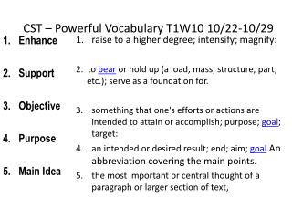 CST – Powerful Vocabulary T1W10 10/22-10/29