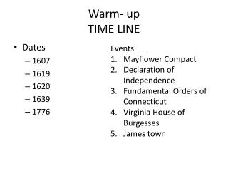 Warm- up TIME LINE