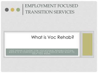 Employment Focused Transition Services